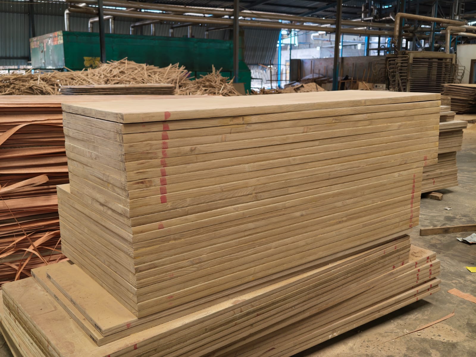 Stack of Saptarishi block boards at the factory